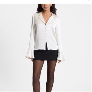 Express White Blouse with Flared Sleeves